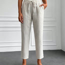 Pantalones con estampado de rayas con bolsillo oblicuo crop