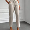 Pantalones con estampado de rayas con bolsillo oblicuo crop