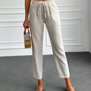 Pantalones con estampado de rayas con bolsillo oblicuo crop