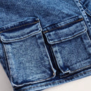 ICON Pantalones Cortos De De Jean Para Mujer Con Rayas Decorativas De Estilo Utilitario