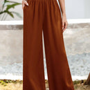 Essnce pantalones casuales sueltos de pierna ancha con bolsillos y cintura fruncida de unicolor para mujeres