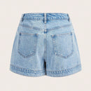 Skort mezclilla con boton delantero con bolsillo con solapa