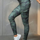 Leggings deportivos de cintura alta, color rosa, con multiples bolsillos con solapa, cinturilla ancha, para correr, yoga, fitness, pantalones ajustados, pantalones de entrenamiento informales