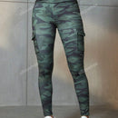 Leggings deportivos de cintura alta, color rosa, con multiples bolsillos con solapa, cinturilla ancha, para correr, yoga, fitness, pantalones ajustados, pantalones de entrenamiento informales