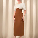 Modely Vestido de dos tonos de manga farol