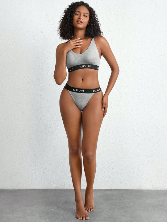 Leisure Conjunto De Ropa Interior De Mujer Patchwork Con Conjunto De Lenceria De Tanga