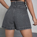 Shorts de pierna ancha de talle alto mezclilla