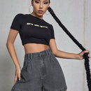 Shorts de pierna ancha de talle alto mezclilla
