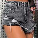 ICON Shorts mezclilla desgarro bajo crudo
