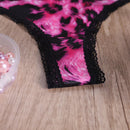 Tanga con estampado de leopardo unido en contraste