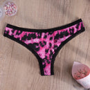 Tanga con estampado de leopardo unido en contraste