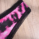 Tanga con estampado de leopardo unido en contraste