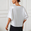 Prive Blusa escote drapeado de manga murcielago de saten