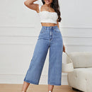 Jeans unicolor con cremallera