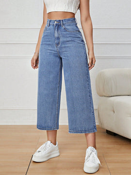 Jeans unicolor con cremallera