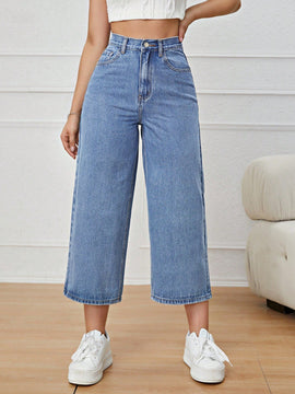 Jeans unicolor con cremallera