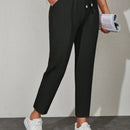 Pantalones de cintura con cordon con bolsillo oblicuo