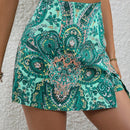 VCAY Skort con estampado de paisley con cremallera lateral