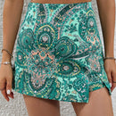 VCAY Skort con estampado de paisley con cremallera lateral