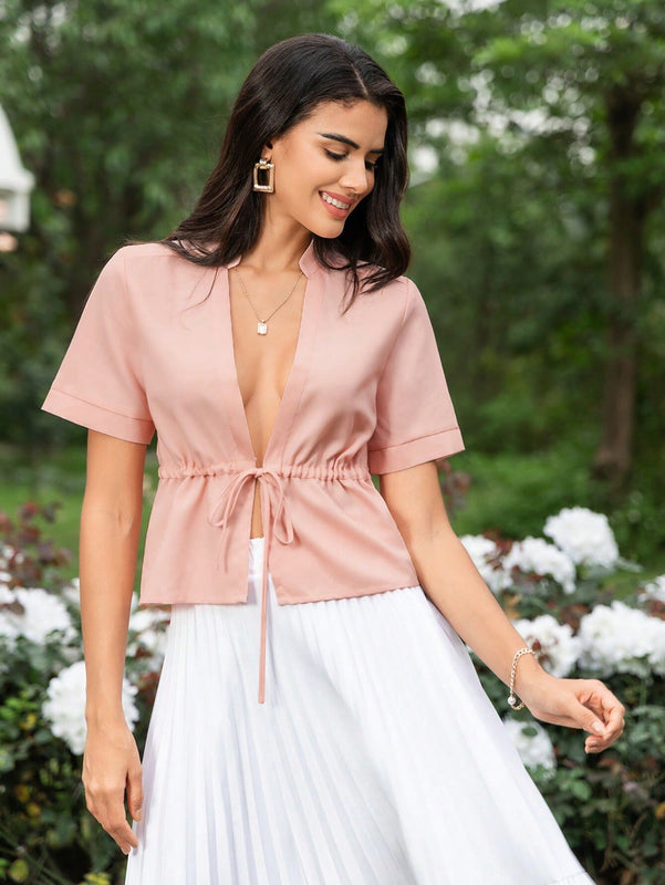 Blusa de cintura con cordon