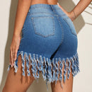 Essnce Shorts en mezclilla bajo con fleco