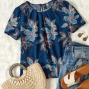 LUNE Blusa con estampado floral de manga farol
