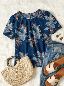 LUNE Blusa con estampado floral de manga farol