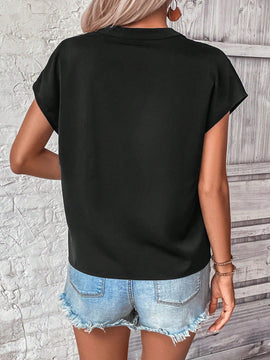 LUNE Blusa con estampado geometrico de manga murcielago popover