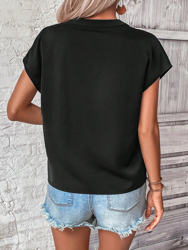LUNE Blusa con estampado geometrico de manga murcielago popover