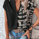 LUNE Blusa con estampado geometrico de manga murcielago popover