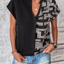 LUNE Blusa con estampado geometrico de manga murcielago popover