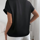 Essnce Blusa unicolor de manga murcielago de saten