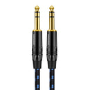 Cable de amplificador TRS de 6,35 mm/6,5 mm de 1/4 de pulgada, cable de parche de instrumento balanceado de audio estéreo recto, macho a macho, forma redonda, cable Ethernet Cat5e de categoría, para amplificador de bajo y guitarra