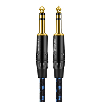 Cable de amplificador TRS de 6,35 mm/6,5 mm de 1/4 de pulgada, cable de parche de instrumento balanceado de audio estéreo recto, macho a macho, forma redonda, cable Ethernet Cat5e de categoría, para amplificador de bajo y guitarra
