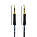 Cable de amplificador TRS de 6,35 mm/6,5 mm de 1/4 de pulgada, cable de parche de instrumento balanceado de audio estéreo recto, macho a macho, forma redonda, cable Ethernet Cat5e de categoría, para amplificador de bajo y guitarra