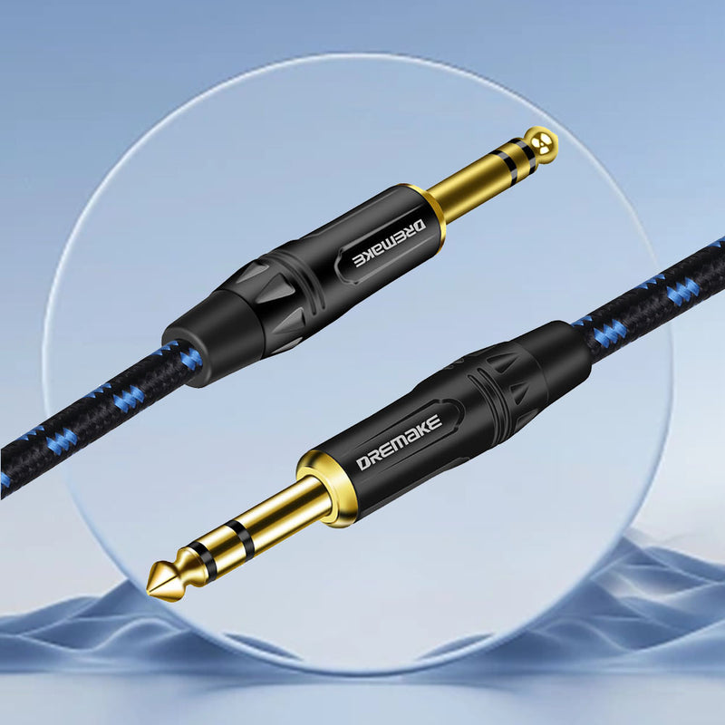 Cable de amplificador TRS de 6,35 mm/6,5 mm de 1/4 de pulgada, cable de parche de instrumento balanceado de audio estéreo recto, macho a macho, forma redonda, cable Ethernet Cat5e de categoría, para amplificador de bajo y guitarra