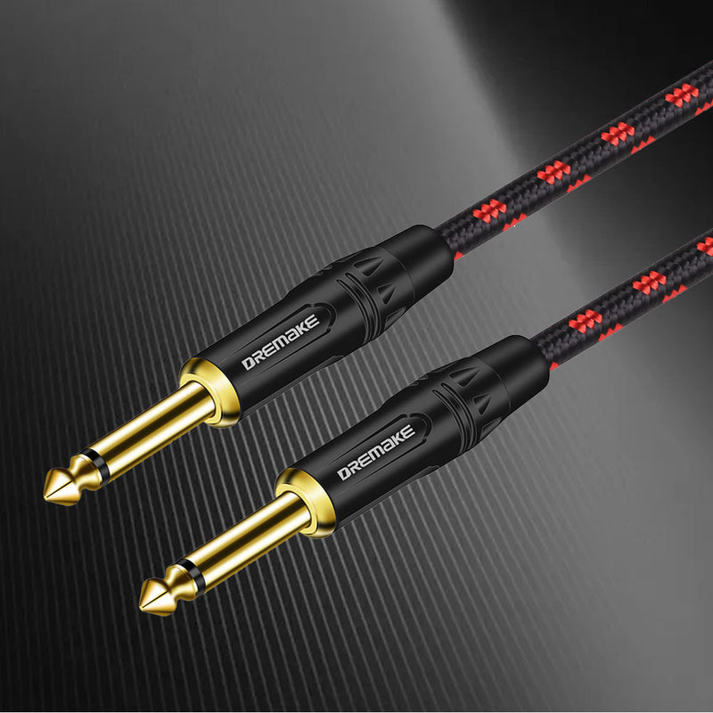 Cable Mono Dorado Jack De 6.35 MmTS 1/4'' A TS 1/4'' Macho A Macho Para Instrumentos De Guitarra Bajo Teclado Altavoz