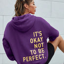 Ezwear sudadera con capucha casual de hombros caidos para mujer con estampado de eslogan, otono/invierno