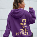 Ezwear sudadera con capucha casual de hombros caidos para mujer con estampado de eslogan, otono/invierno