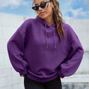 Ezwear sudadera con capucha casual de hombros caidos para mujer con estampado de eslogan, otono/invierno