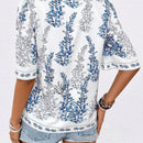 LUNE Blusa De Manga Acampanada Con Estampado De Flores Para Vacaciones De Verano De Mujer