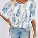 LUNE Blusa De Manga Acampanada Con Estampado De Flores Para Vacaciones De Verano De Mujer
