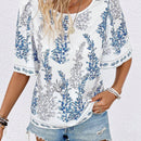 LUNE Blusa De Manga Acampanada Con Estampado De Flores Para Vacaciones De Verano De Mujer