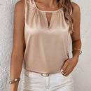 Clasi Blusa de cuello con abertura de ojo de saten