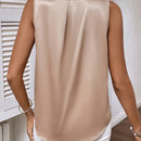 Clasi Blusa de cuello con abertura de ojo de saten