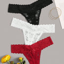 Conjunto Lenceria De Encaje Floral De 3 Paquetes De Tangas