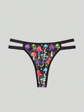 ThisUniqueVibe Kawaii Bragas con estampado de seta con abertura