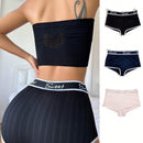 3 piezas Shorts con estampado de letra unido en contraste