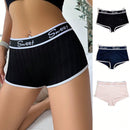 3 piezas Shorts con estampado de letra unido en contraste