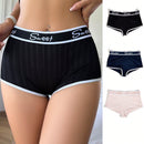 3 piezas Shorts con estampado de letra unido en contraste